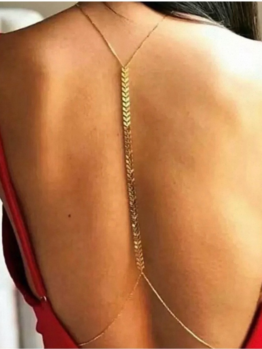 Lily Luxe Gold Backless Body Chain Chevron Waist Jewelry